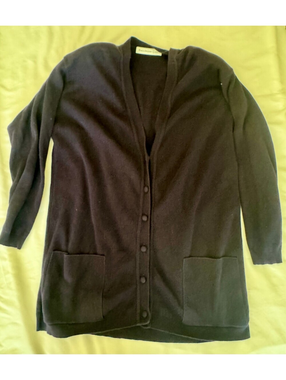 Balinger Gold Vintage Black Cardigan Sweater w Pockets